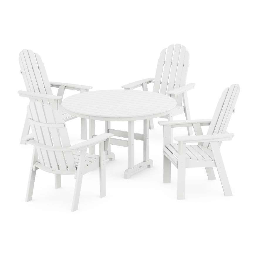 POLYWOOD Vineyard Adirondack 5-Piece Round Dining Set in White