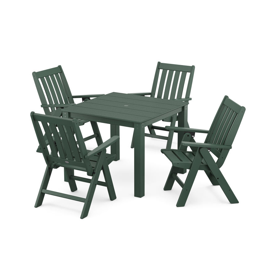 POLYWOOD Vineyard Folding Chair 5-Piece Parsons Dining Set in Green