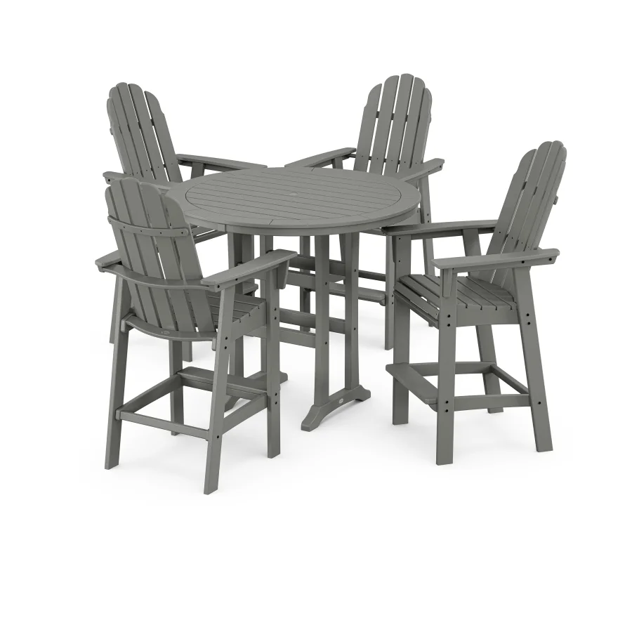 POLYWOOD Vineyard Curveback Adirondack 5-Piece Nautical Trestle Bar Set