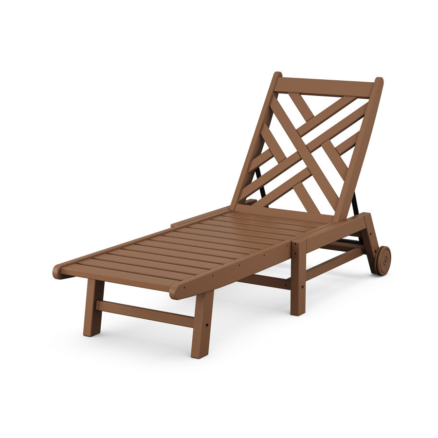 POLYWOOD Chippendale Chaise with Wheels in Teak