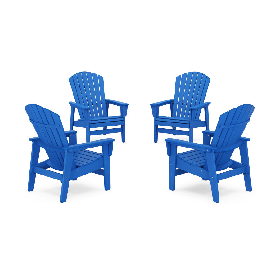 POLYWOOD 4-Piece Nautical Grand Upright Adirondack Chair Conversation Set in Pacific Blue