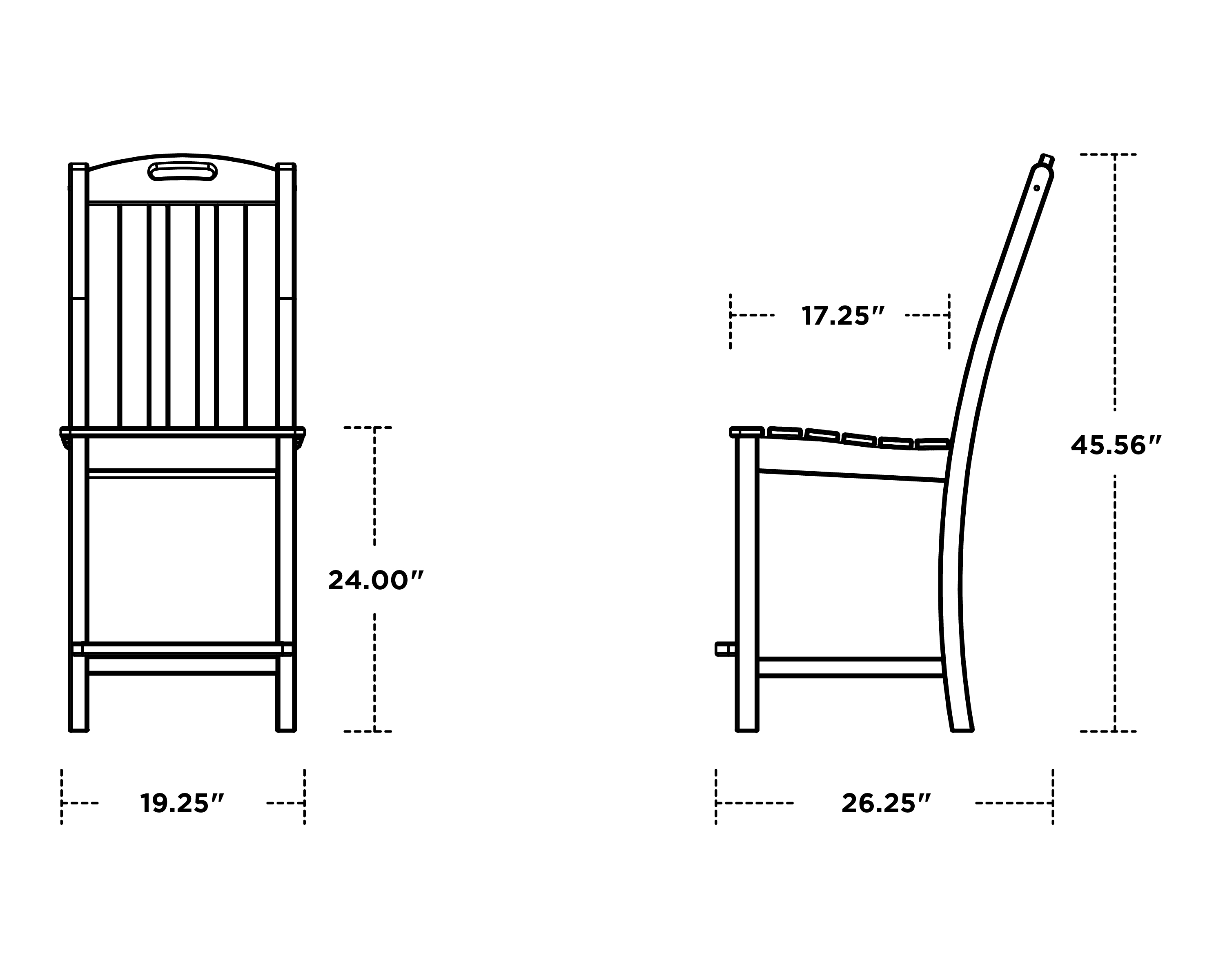 Dimensions for Yacht Club Counter Side Chair