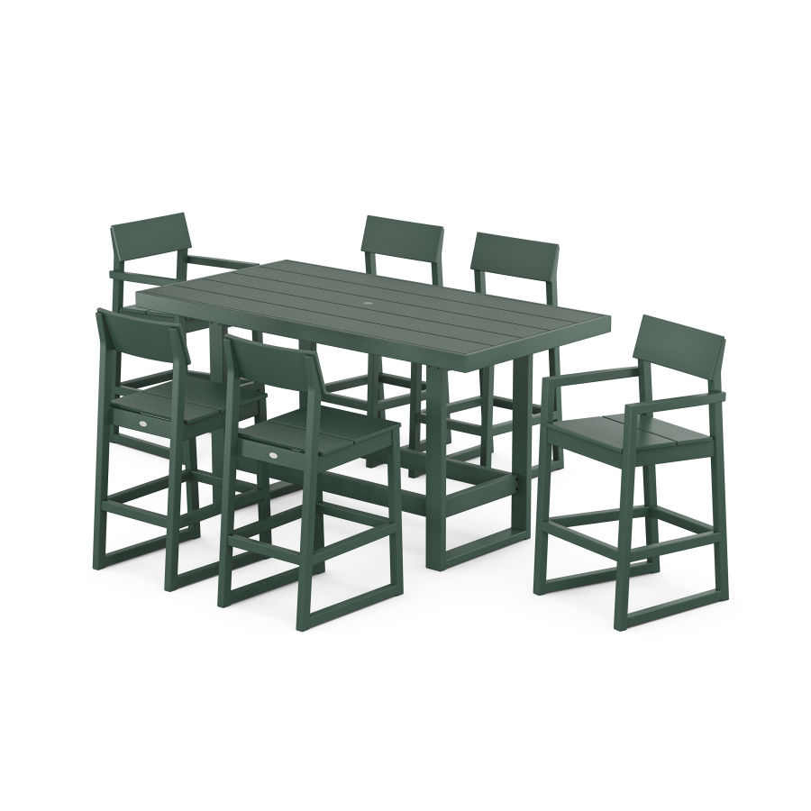 POLYWOOD EDGE 7-Piece Bar Table Set in Green