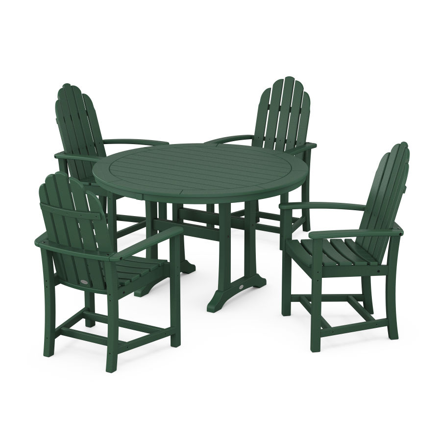 POLYWOOD Classic Adirondack 5-Piece Round Dining Set with Trestle Legs in Green