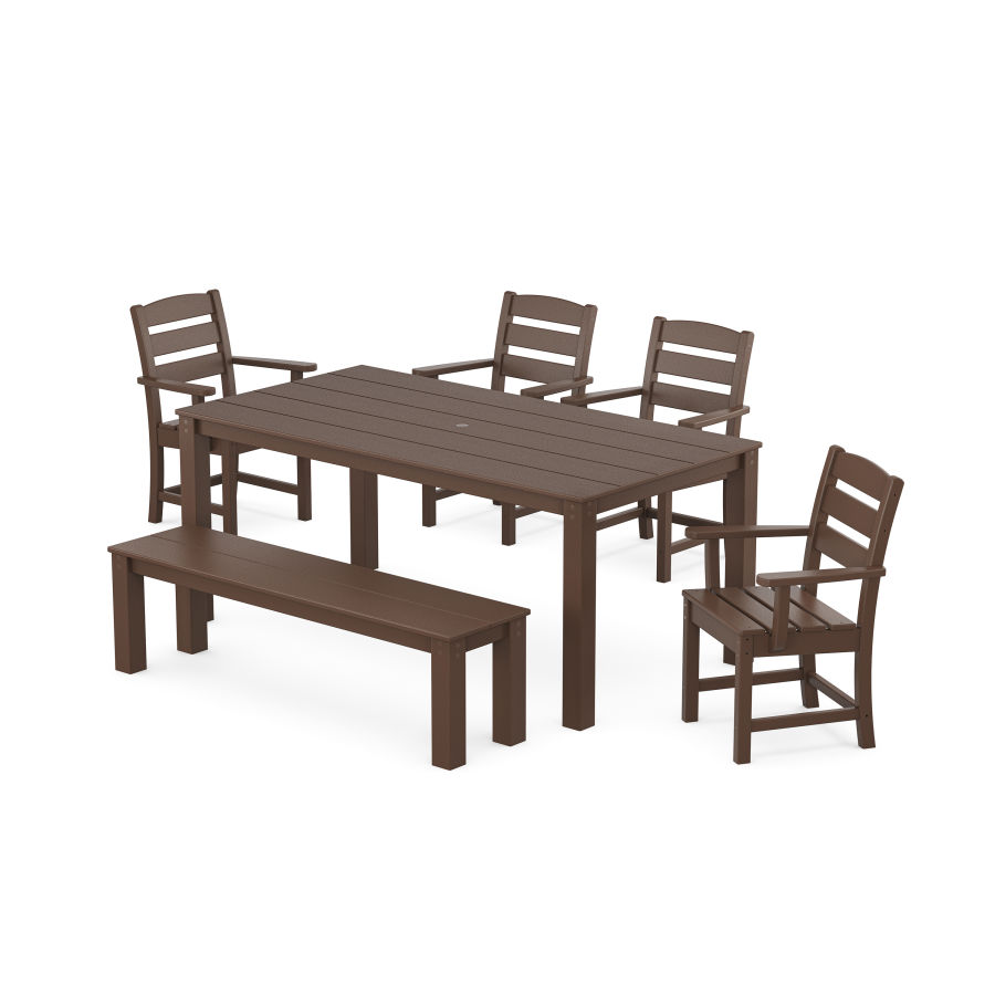 POLYWOOD Lakeside 6-Piece Parsons Dining Set with Bench in Mahogany
