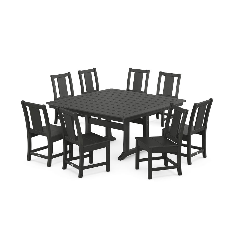 POLYWOOD Prairie Side Chair 9-Piece Square Dining Set with Trestle Legs in Black