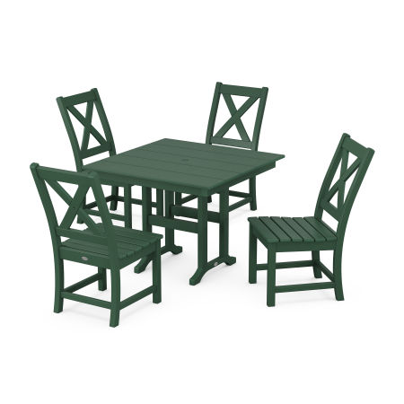 Braxton Side Chair 5-Piece Farmhouse Dining Set in Green