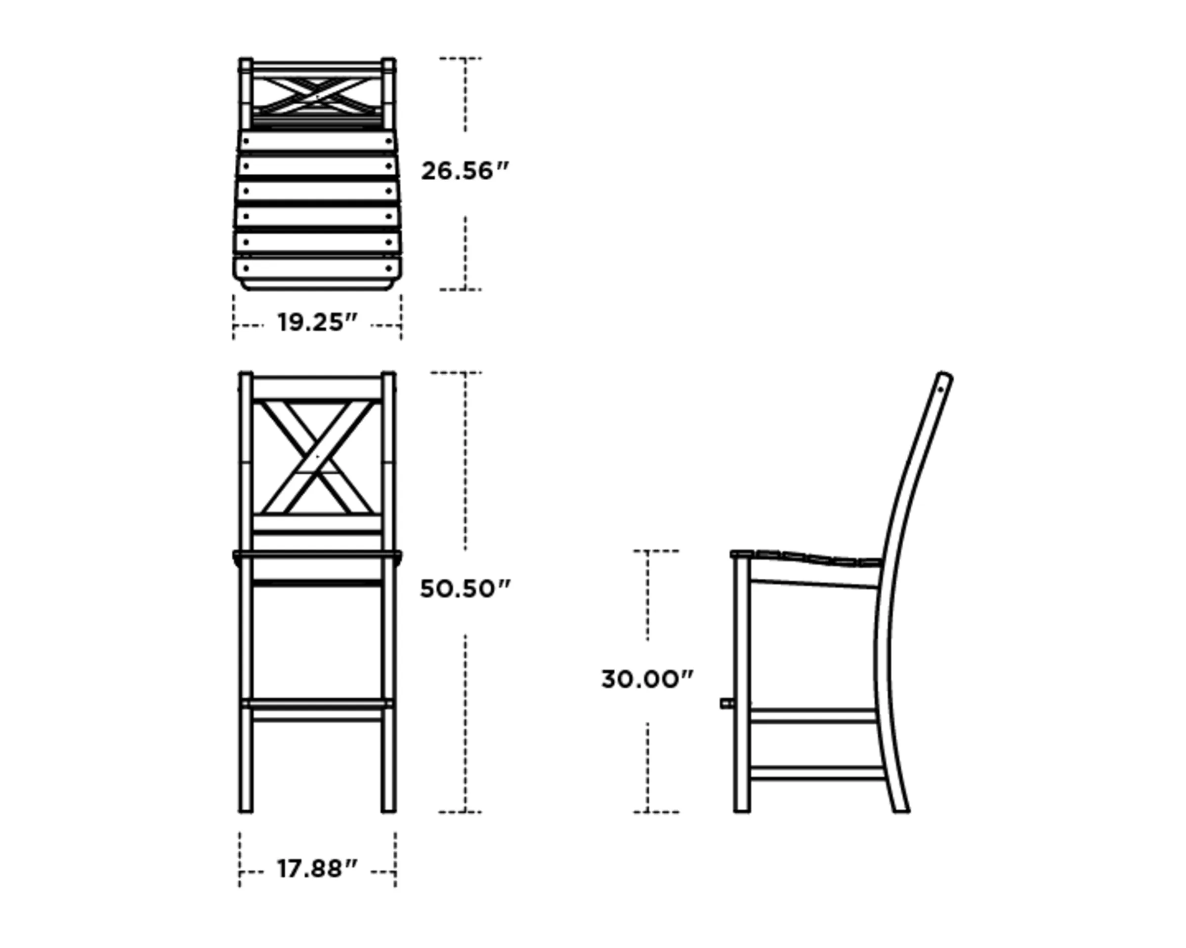 Dimensions for Braxton Bar Side Chair