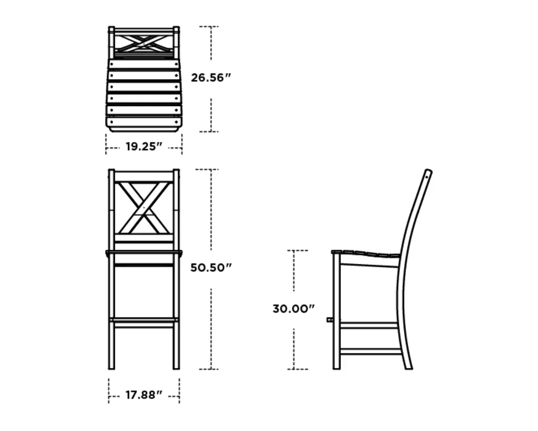 Dimensions for Braxton Bar Side Chair