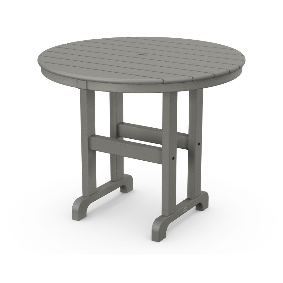 POLYWOOD 36" Round Farmhouse Dining Table in Slate Grey