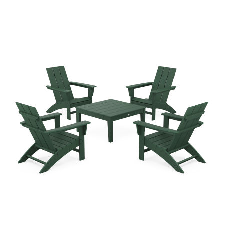 5-Piece Modern Adirondack Chair Conversation Set with 36" Conversation Table in Green