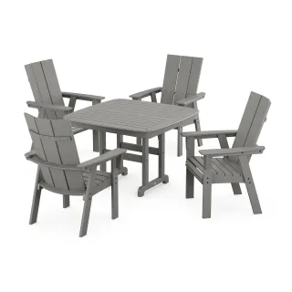 POLYWOOD Modern Curveback Adirondack 5-Piece Dining Set