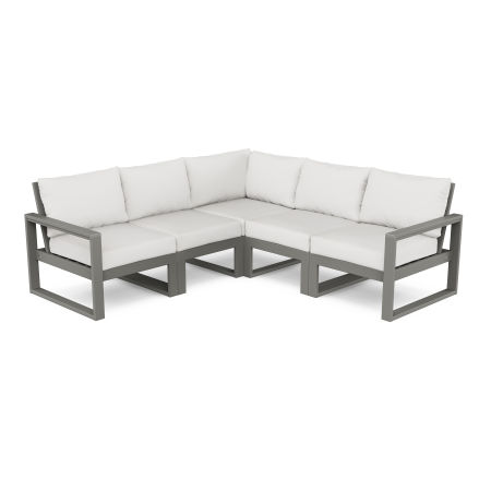 POLYWOOD EDGE 5-Piece Modular Deep Seating Set in Slate Grey / Natural Linen