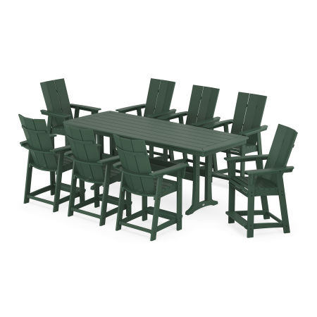 Modern Curveback Adirondack 9-Piece Counter Set with Trestle Legs in Green