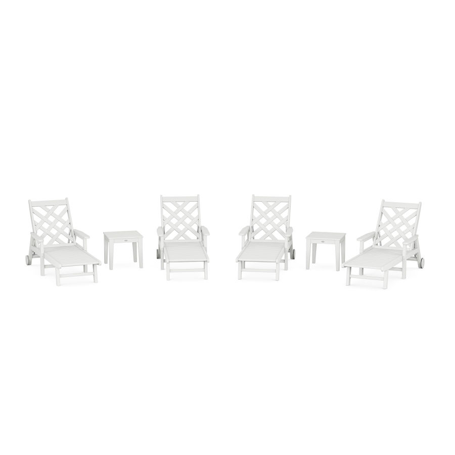 POLYWOOD Wovendale 6-Piece Chaise Set with Arms and Wheels in White