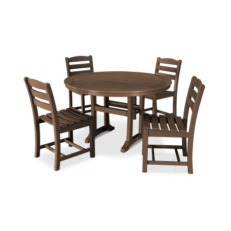 La Casa Café 5-Piece Side Chair Dining Set in Teak