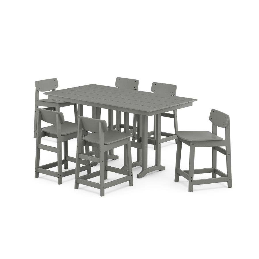 POLYWOOD Modern Studio Urban Lowback Counter Chair 7-Piece Set in Slate Grey