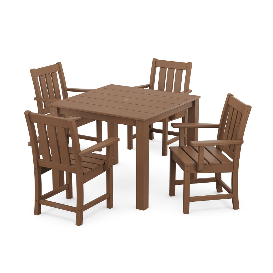 POLYWOOD Oxford 5-Piece Parsons Dining Set in Teak