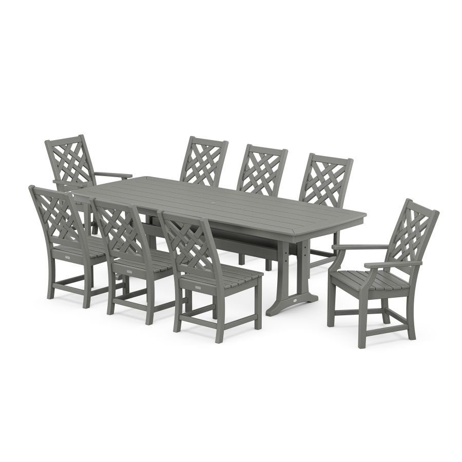 POLYWOOD Wovendale 9-Piece Dining Set with Trestle Legs