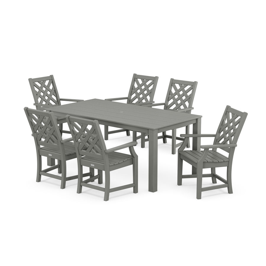 POLYWOOD Wovendale Arm Chair 7-Piece Parsons Dining Set in Slate Grey