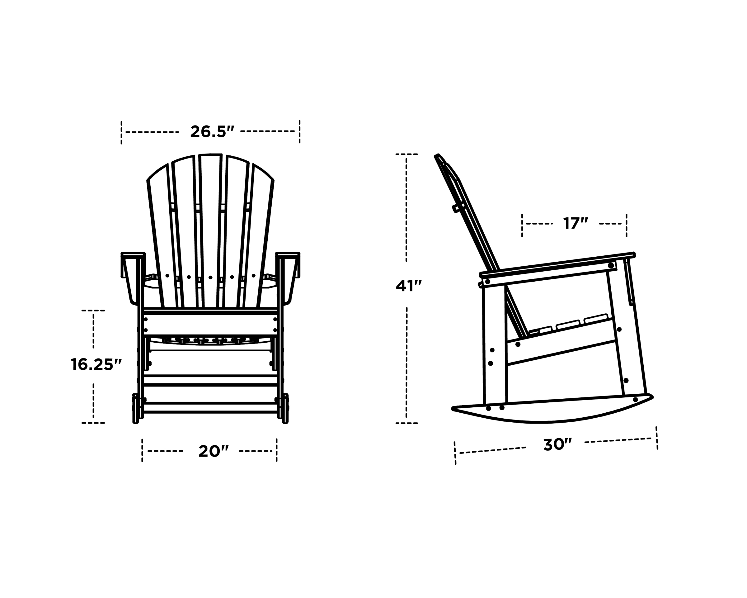 Dimensions for South Beach Rocking Chair