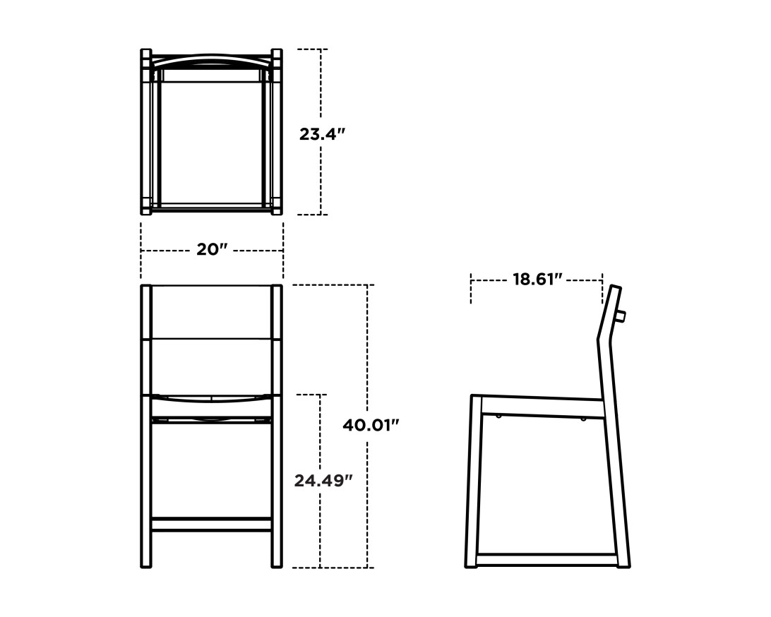 Dimensions for EDGE Sling Counter Side Chair