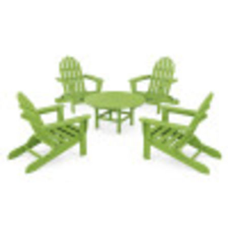 POLYWOOD Classic Folding Adirondack 5-Piece Conversation Group in Lime