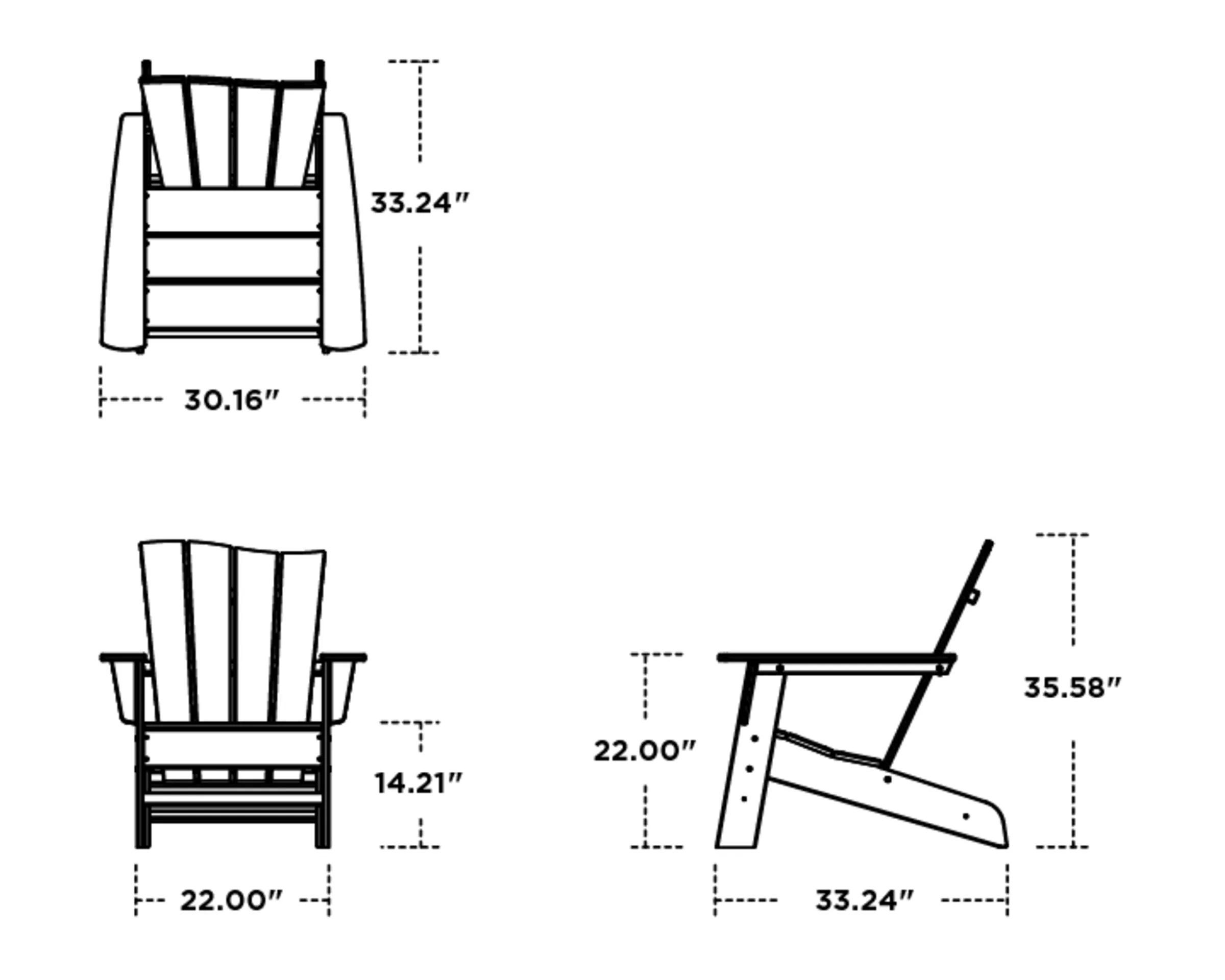 Dimensions for The Wave Chair Left