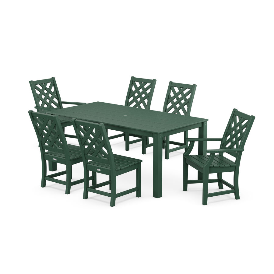 POLYWOOD Wovendale 7-Piece Parsons Dining Set in Green