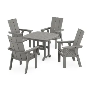 POLYWOOD Modern Curveback Adirondack 5-Piece Dining Set