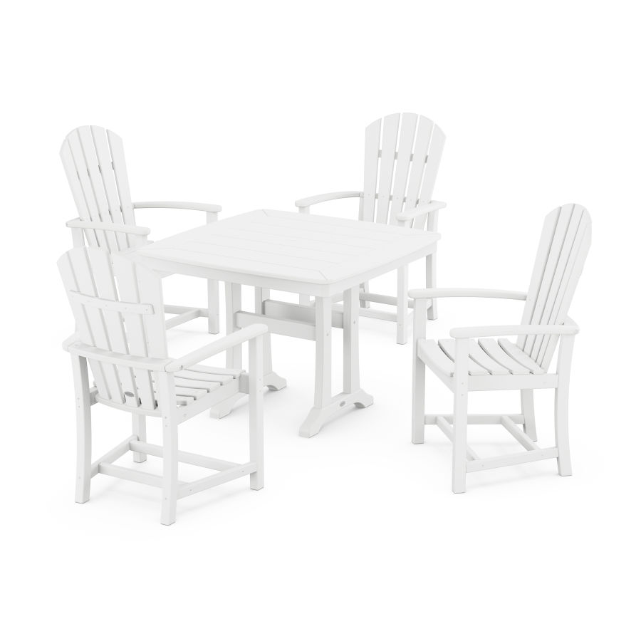 POLYWOOD Palm Coast 5-Piece Dining Set with Trestle Legs in White