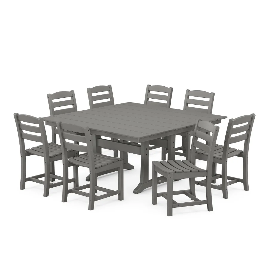 POLYWOOD La Casa Café 9-Piece Farmhouse Trestle Dining Set