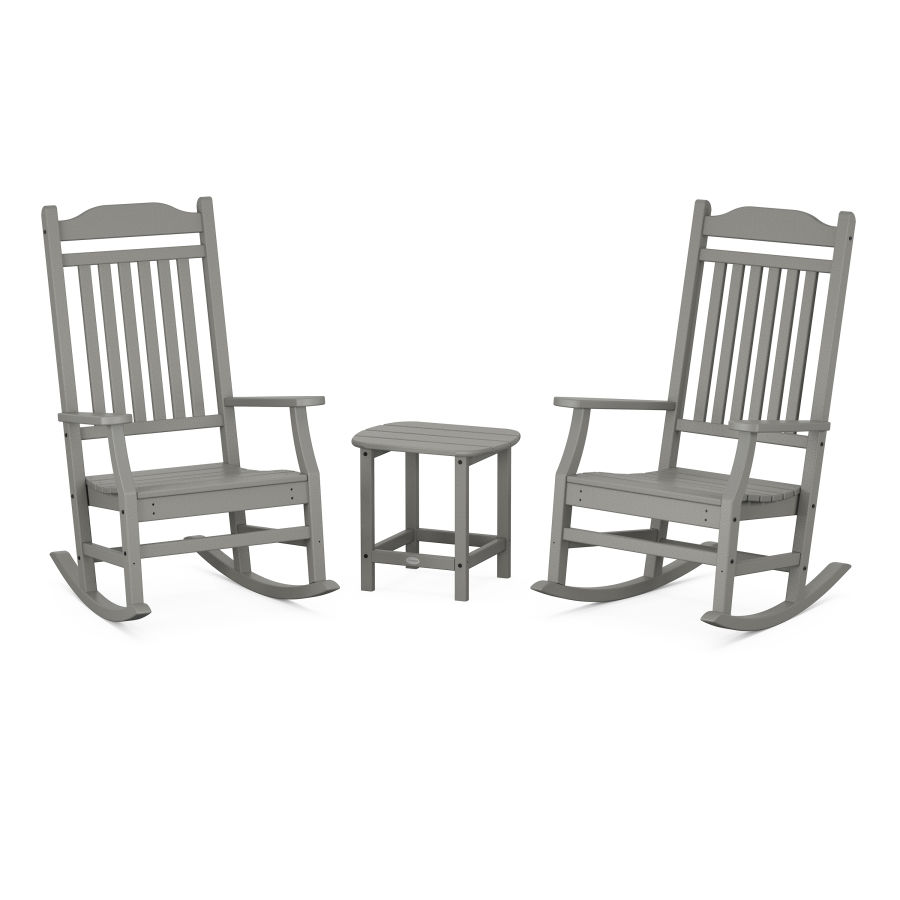 POLYWOOD Country Living Rocking Chair 3-Piece Set in Slate Grey