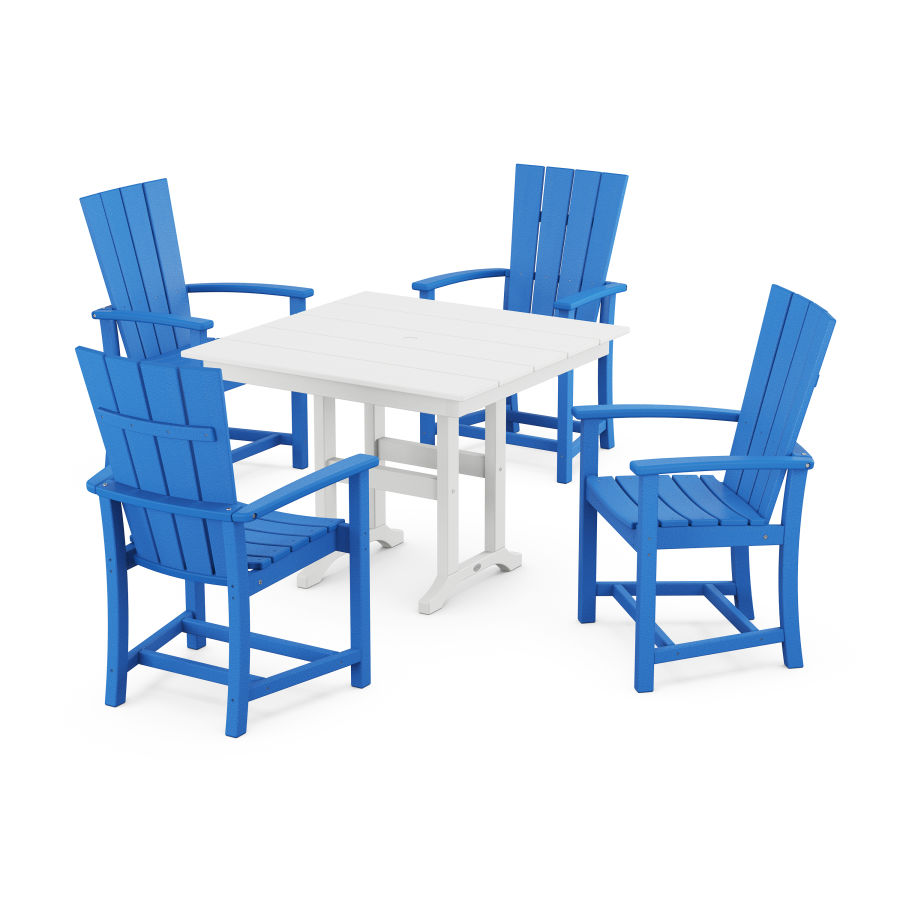 POLYWOOD Quattro 5-Piece Farmhouse Dining Set in Pacific Blue