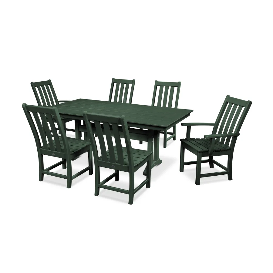 POLYWOOD Vineyard 7-Piece Farmhouse Dining Set in Green