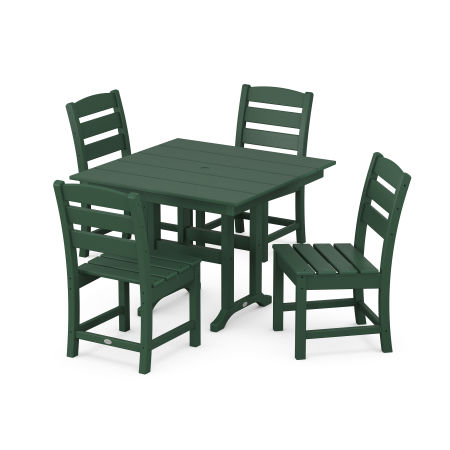 Lakeside Side Chair 5-Piece Farmhouse Dining Set in Green