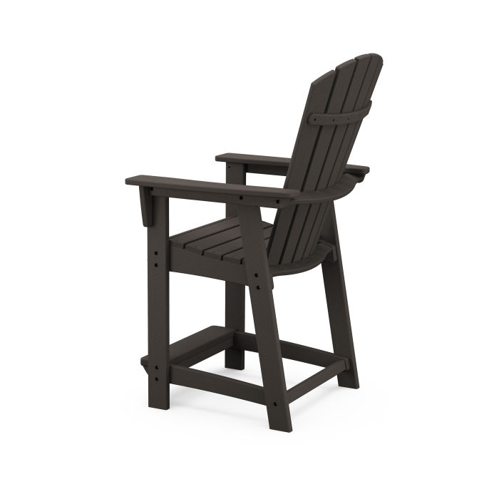 POLYWOOD Nautical Curveback Adirondack Counter Chair in Vintage Finish