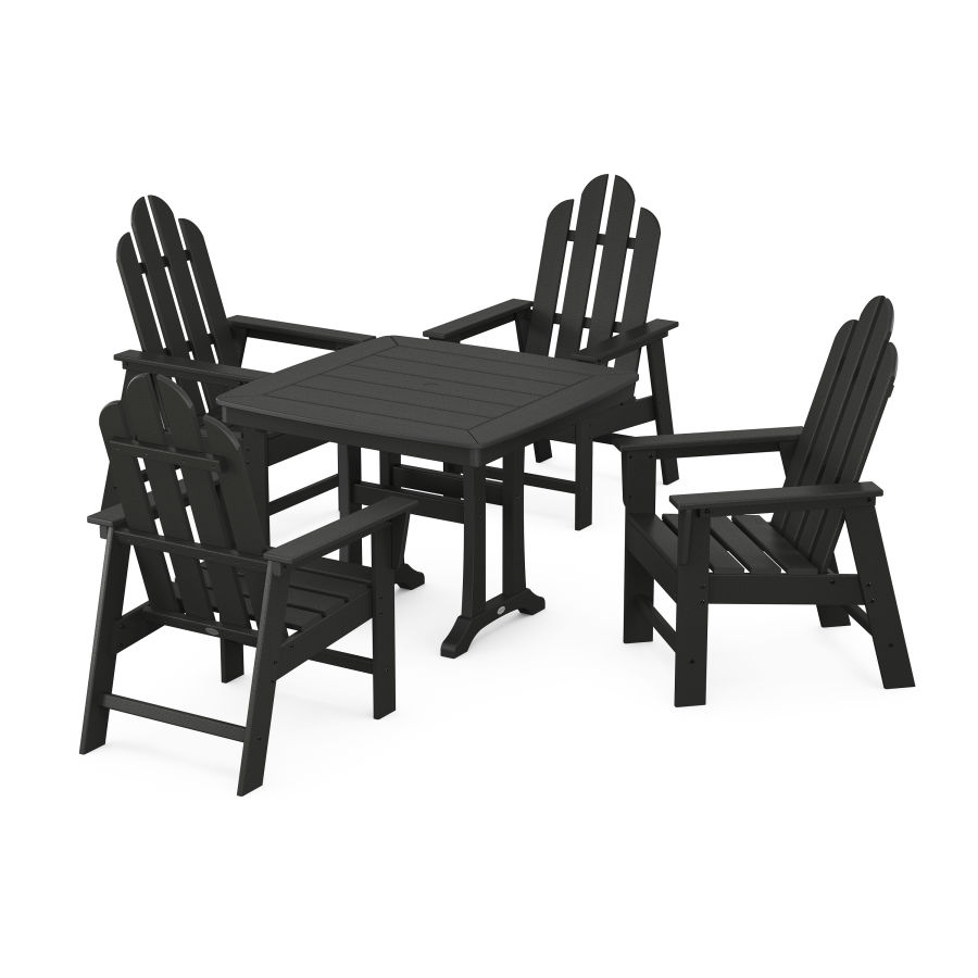POLYWOOD Long Island 5-Piece Dining Set with Trestle Legs in Black