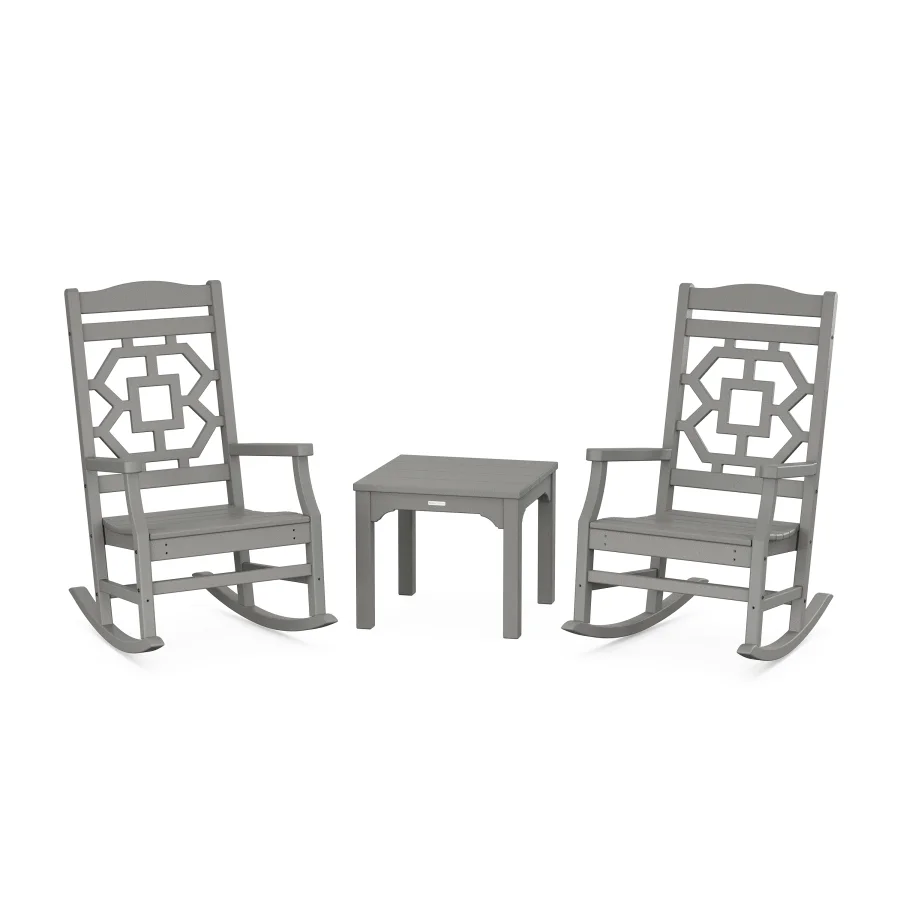 POLYWOOD Chinoiserie 3-Piece Rocking Chair Set