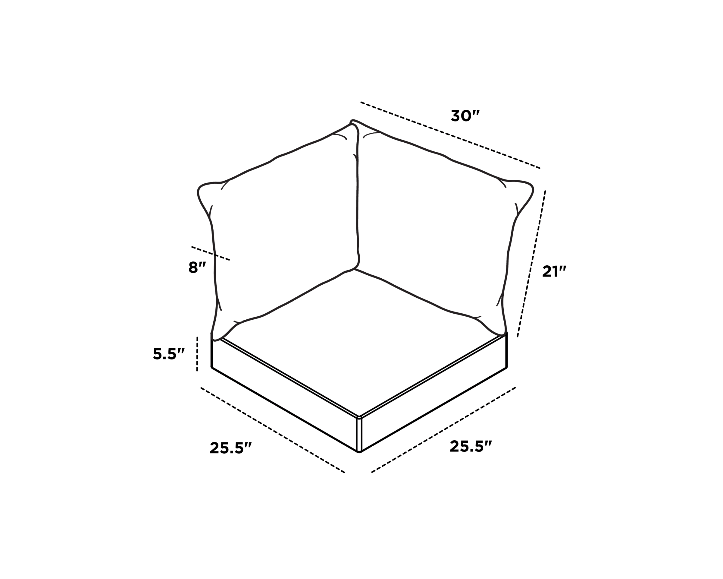 Dimensions for Modular Corner Cushion Set