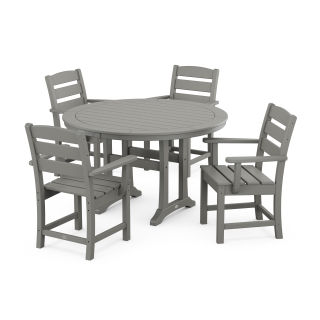 POLYWOOD Lakeside 5-Piece Round Dining Set with Trestle Legs