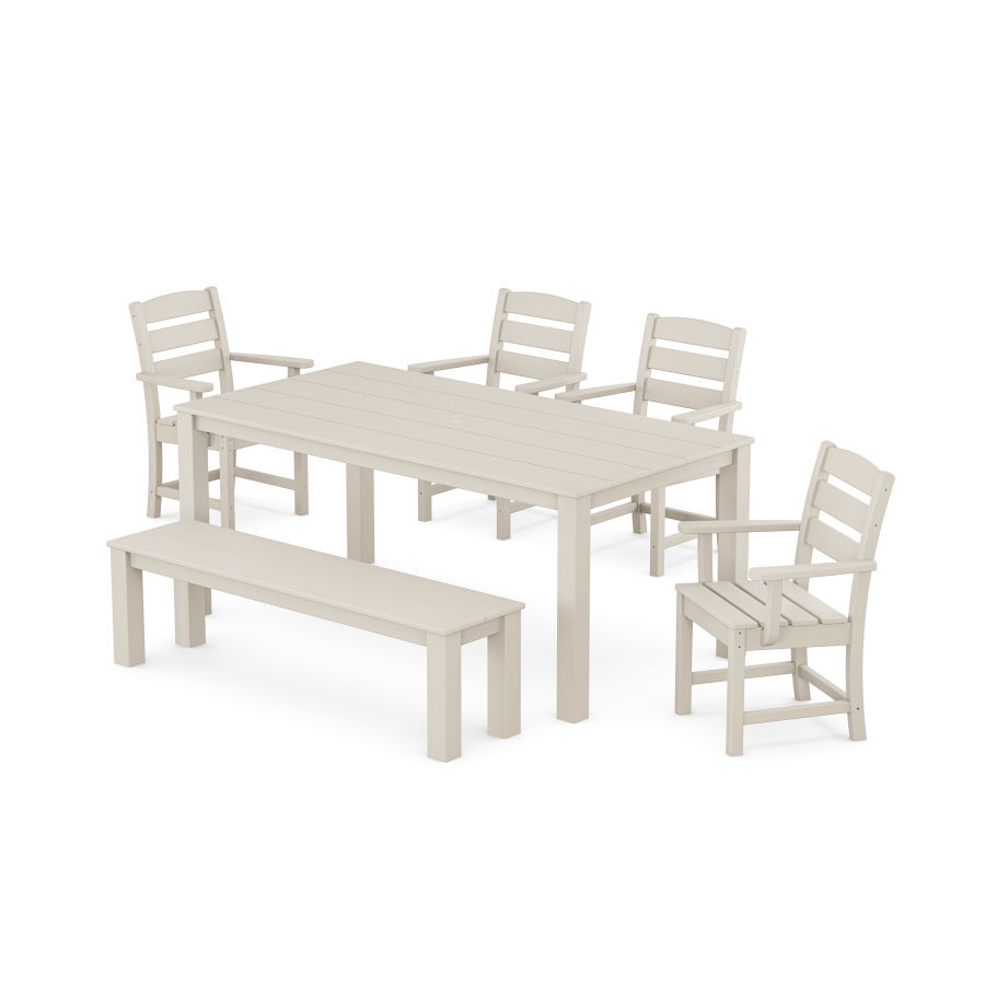 POLYWOOD Lakeside 6-Piece Parsons Dining Set with Bench in Sand