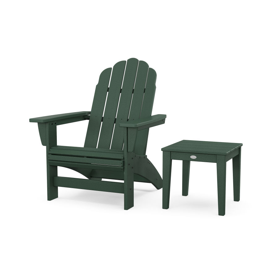 POLYWOOD Vineyard Grand Adirondack Chair with Side Table in Green