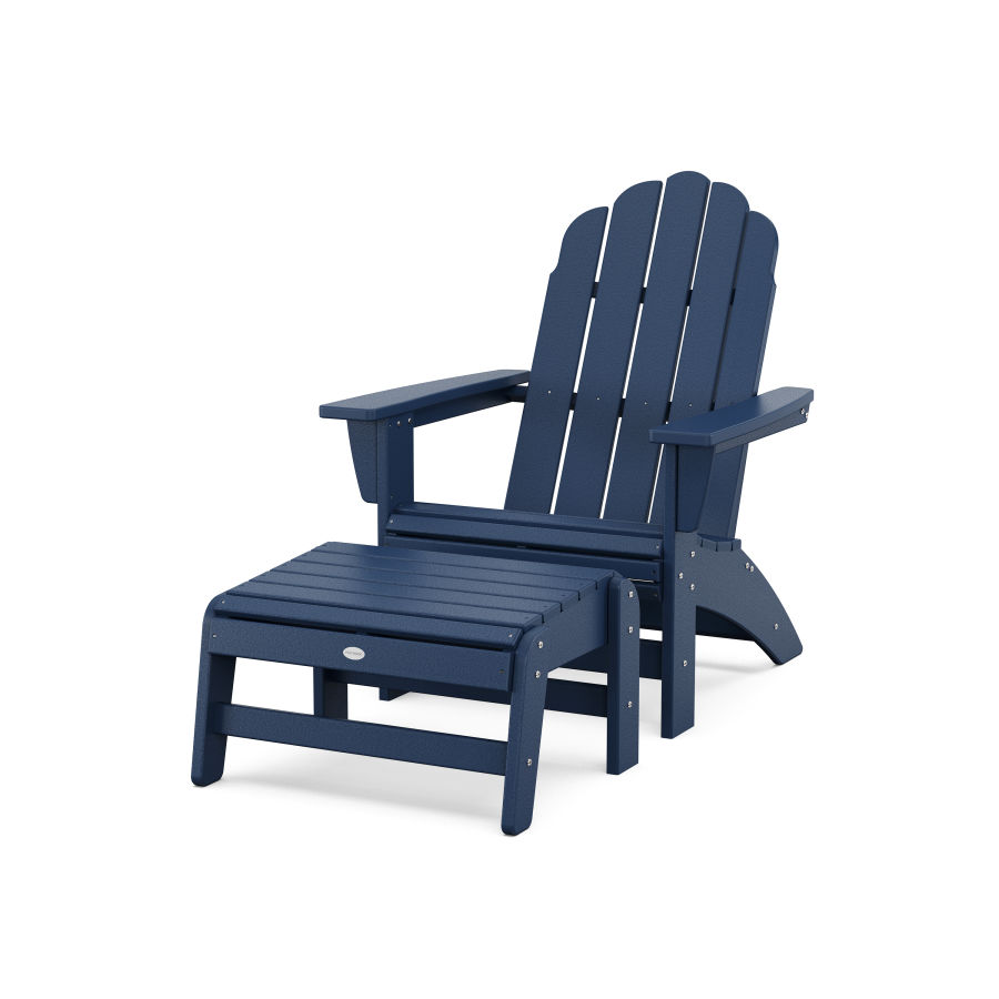 POLYWOOD Vineyard Grand Adirondack Chair with Ottoman in Navy
