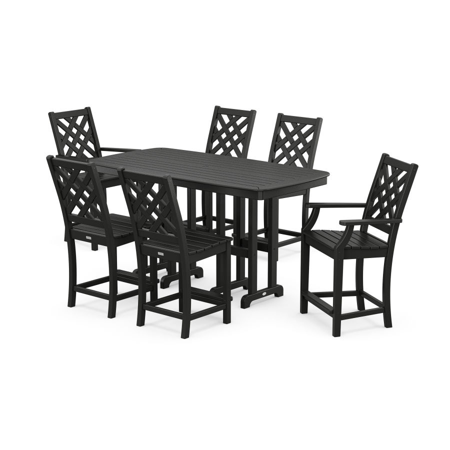 POLYWOOD Wovendale 7-Piece Counter Set in Black