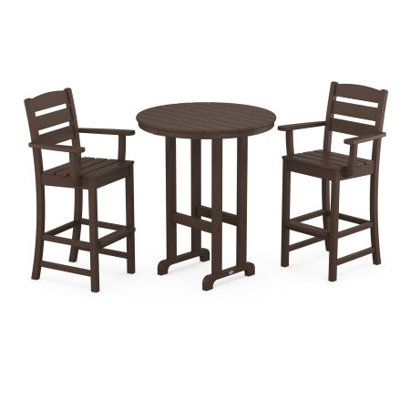POLYWOOD Lakeside 3-Piece Round Bar Arm Chair Set in Mahogany