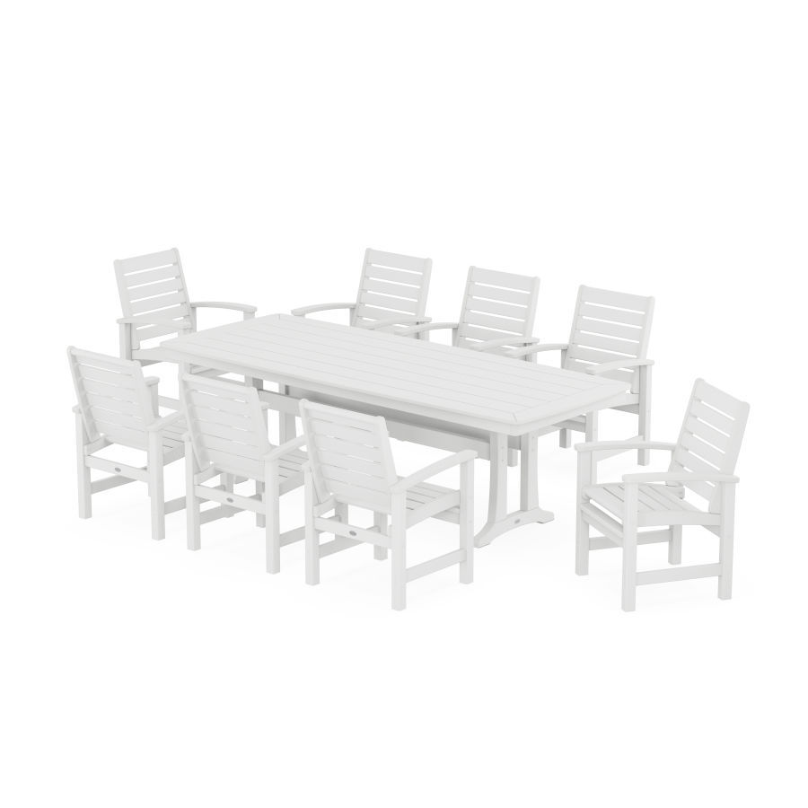 POLYWOOD Signature 9-Piece Dining Set with Trestle Legs in White