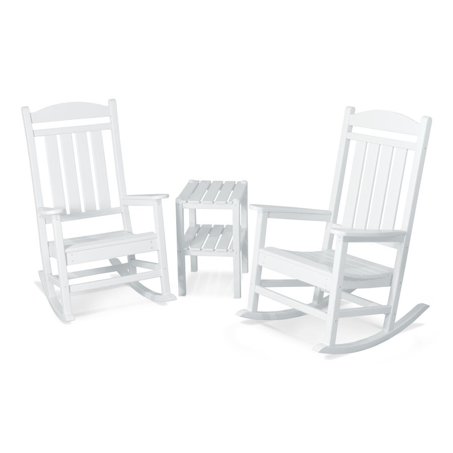 POLYWOOD Presidential 3-Piece Rocking Chair Set in White