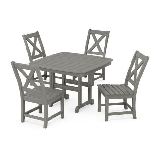 POLYWOOD Braxton Side Chair 5-Piece Dining Set with Trestle Legs