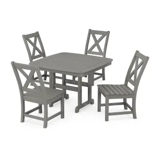 POLYWOOD Braxton Side Chair 5-Piece Dining Set with Trestle Legs